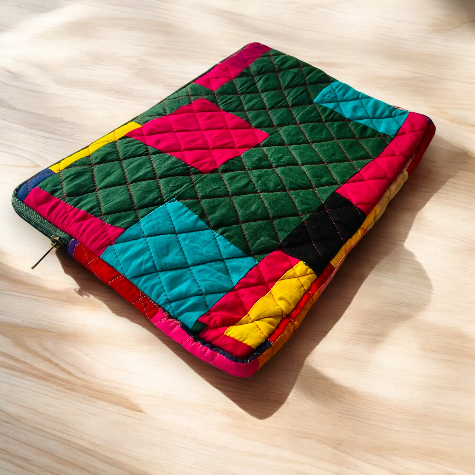 Multicolor Solids Patchwork Quilted Laptop Sleeve- 8 sizes available- Functional, Stylish