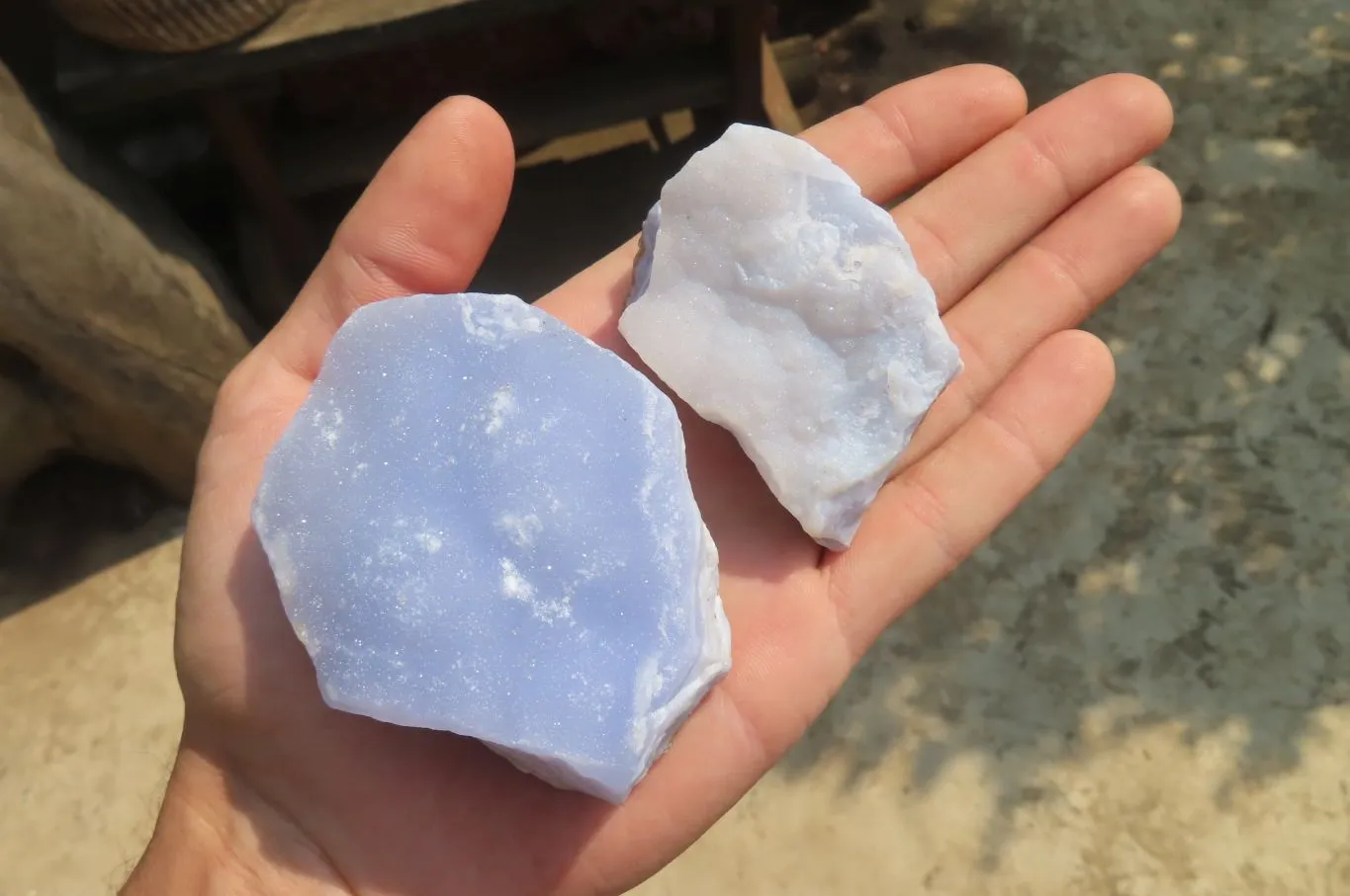 Natural Crystalline Blue Lace Agate Plates x 12 From Namibia