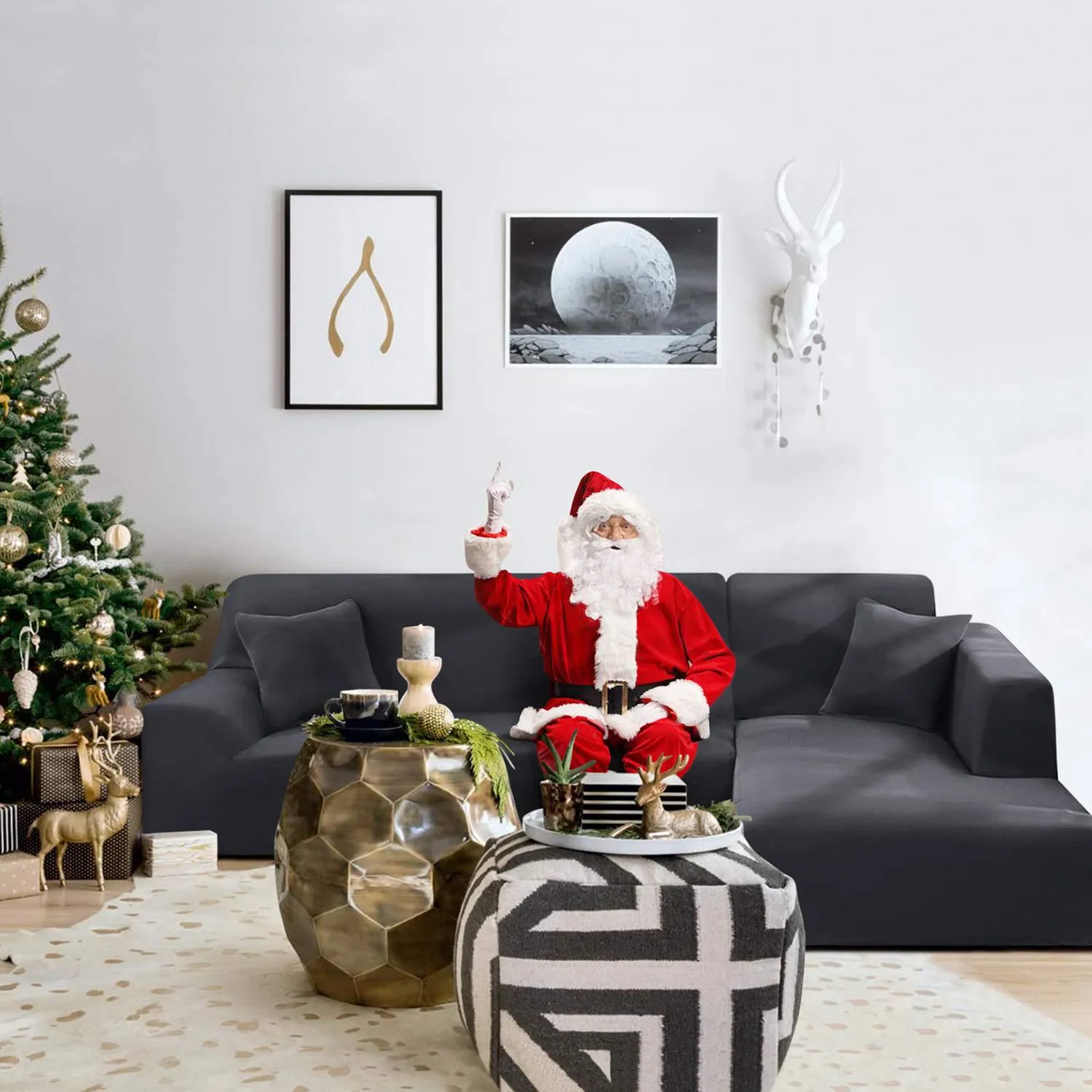Navy L-Shaped Sofa Covers (3 Seater   3 Seater )