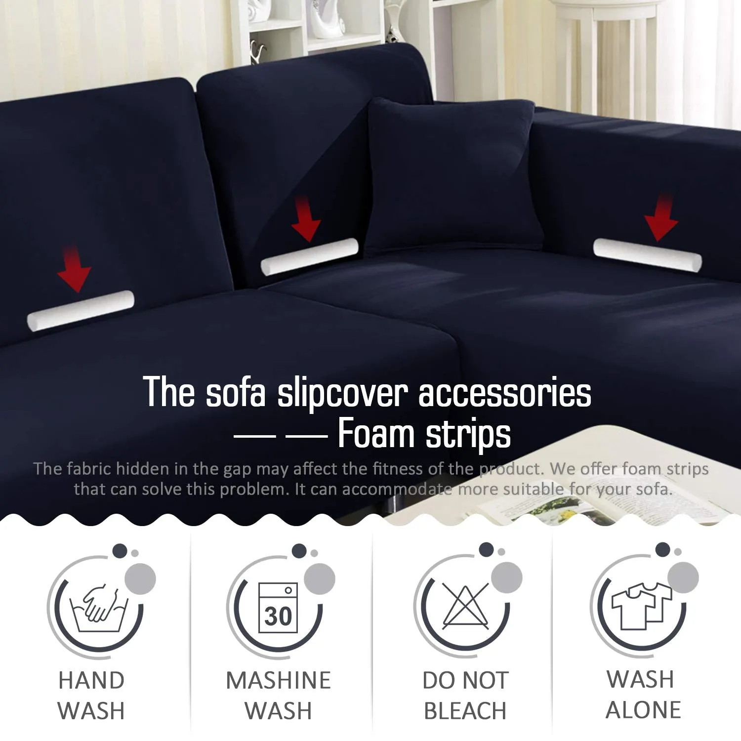 Navy L-Shaped Sofa Covers (3 Seater   3 Seater )