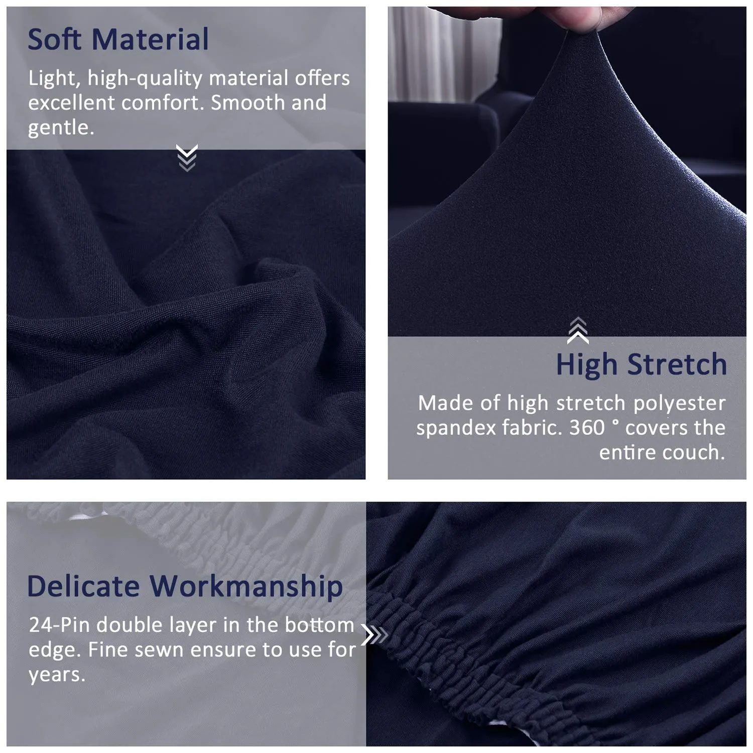 Navy L-Shaped Sofa Covers (3 Seater   3 Seater )