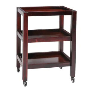 ODEJIA 3-Tier Sheesham Wood Bar Trolley - Midcentury Modern Mahogany
