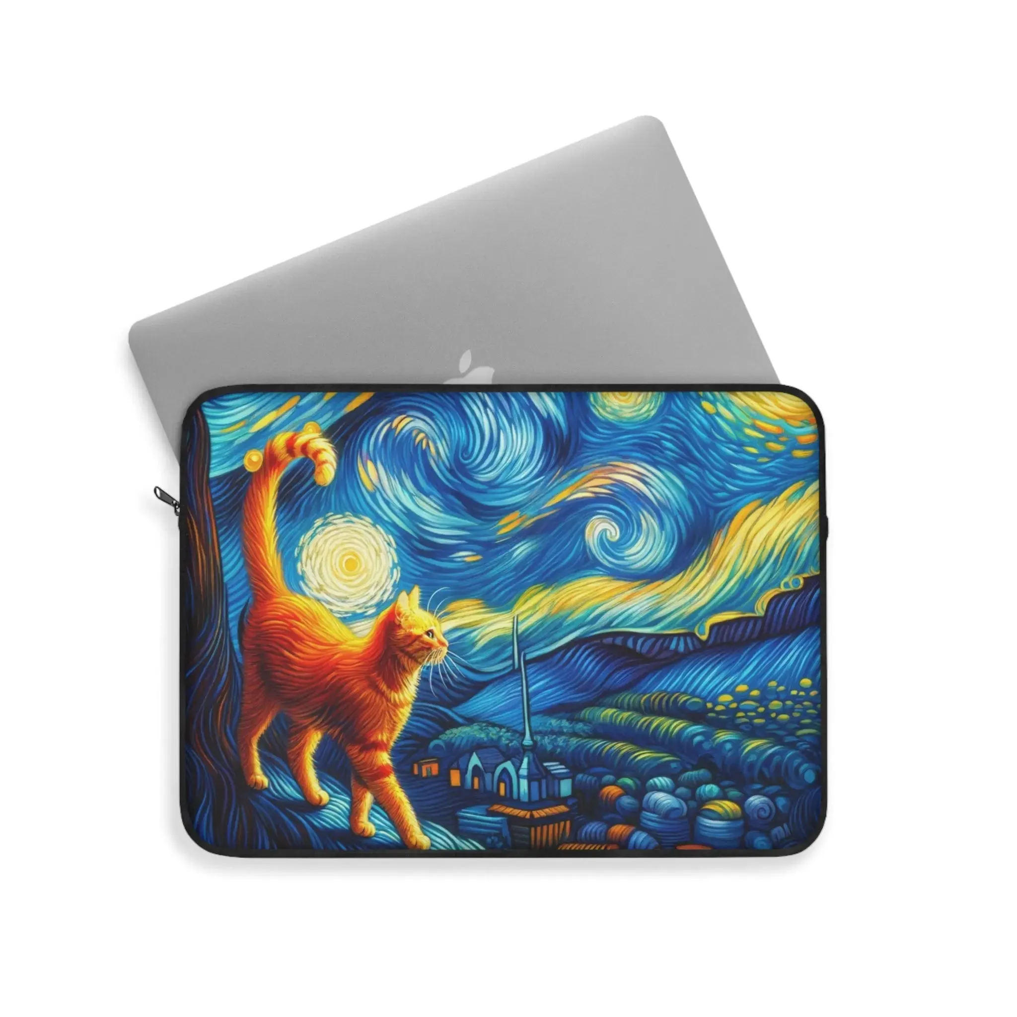 Orange Cat Starry Night - Laptop Sleeve