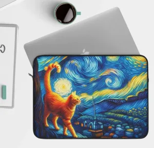 Orange Cat Starry Night - Laptop Sleeve