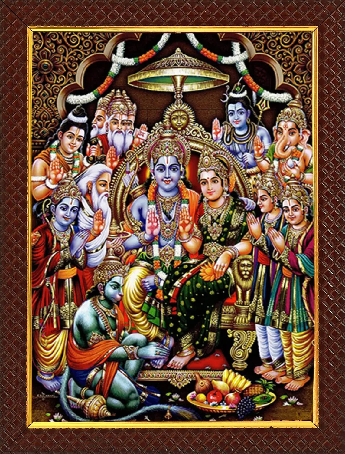 Paljji Handicrafts Sita Ramula Kalyanam Photo Frame (Wood_Brown_10 x 13 Inch)