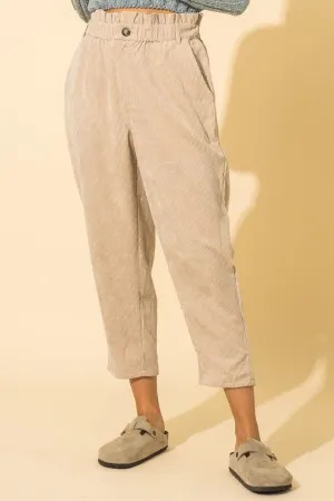Paper Bag Waist Corduroy Pants