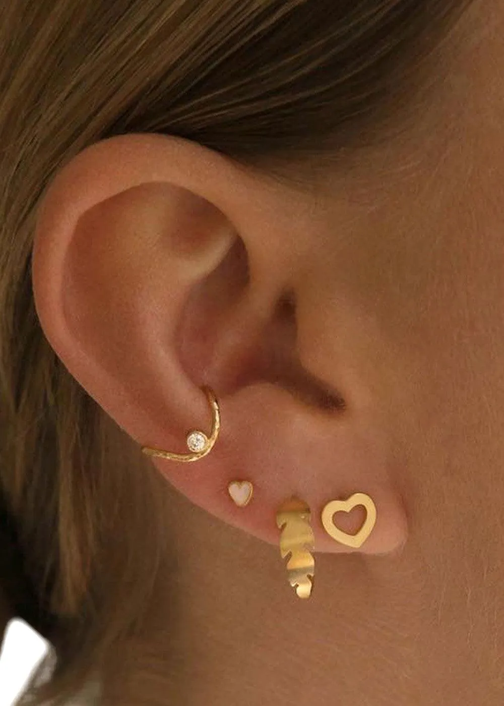 Petit Love Heart Light Pink Enamel Gold - Gold