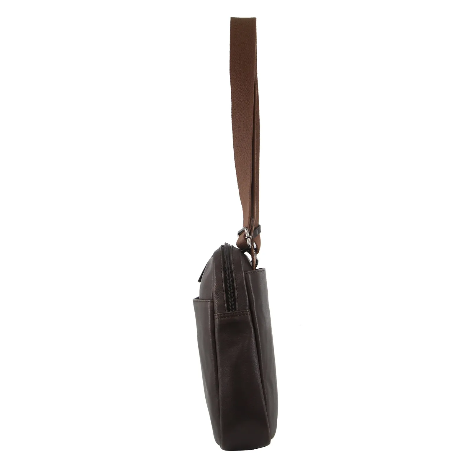 Pierre Cardin Mens Leather 13" Laptop Bag (Brown)