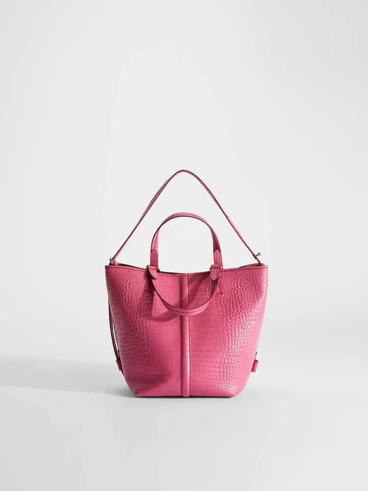 Plages Croc Embossed Leather Tote