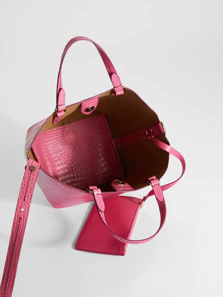 Plages Croc Embossed Leather Tote