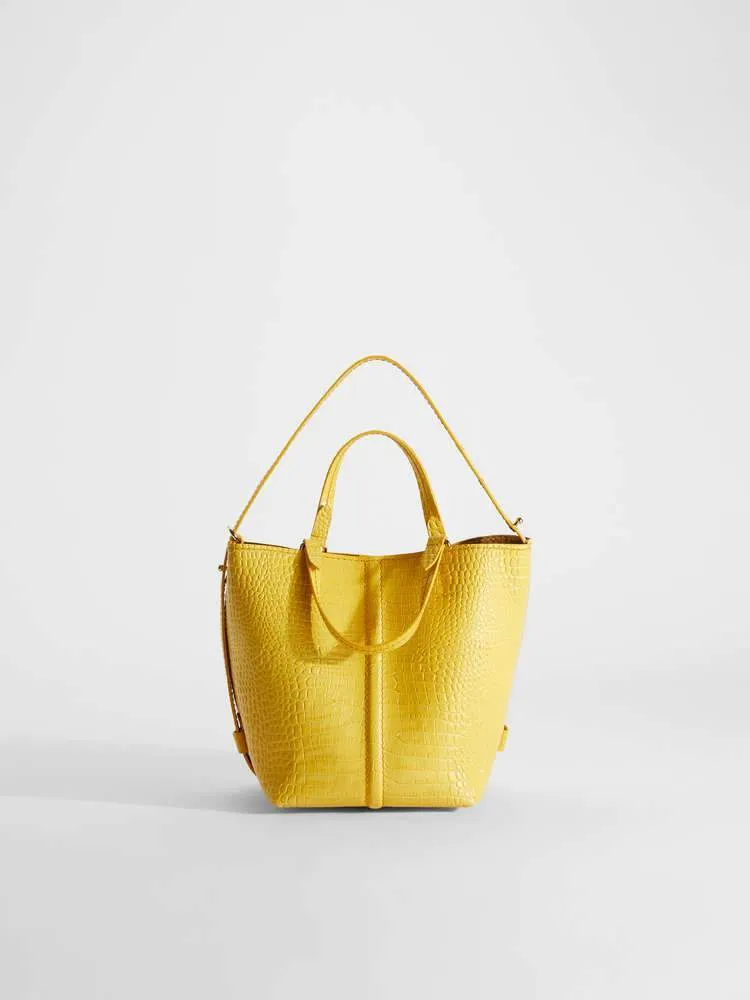 Plages Croc Embossed Leather Tote