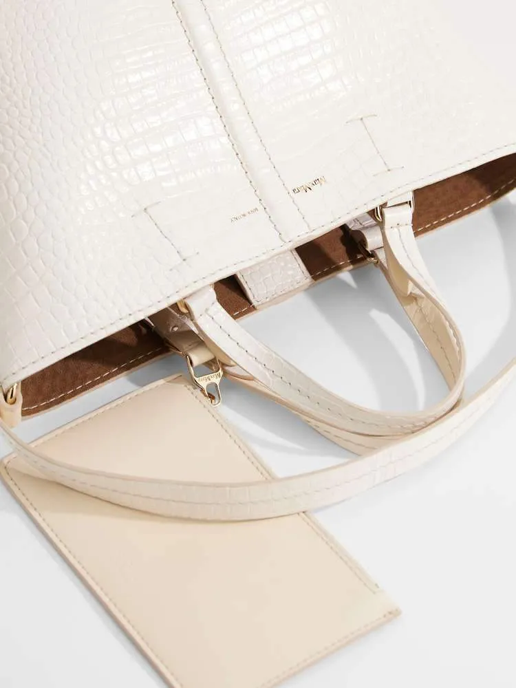 Plages Croc Embossed Leather Tote