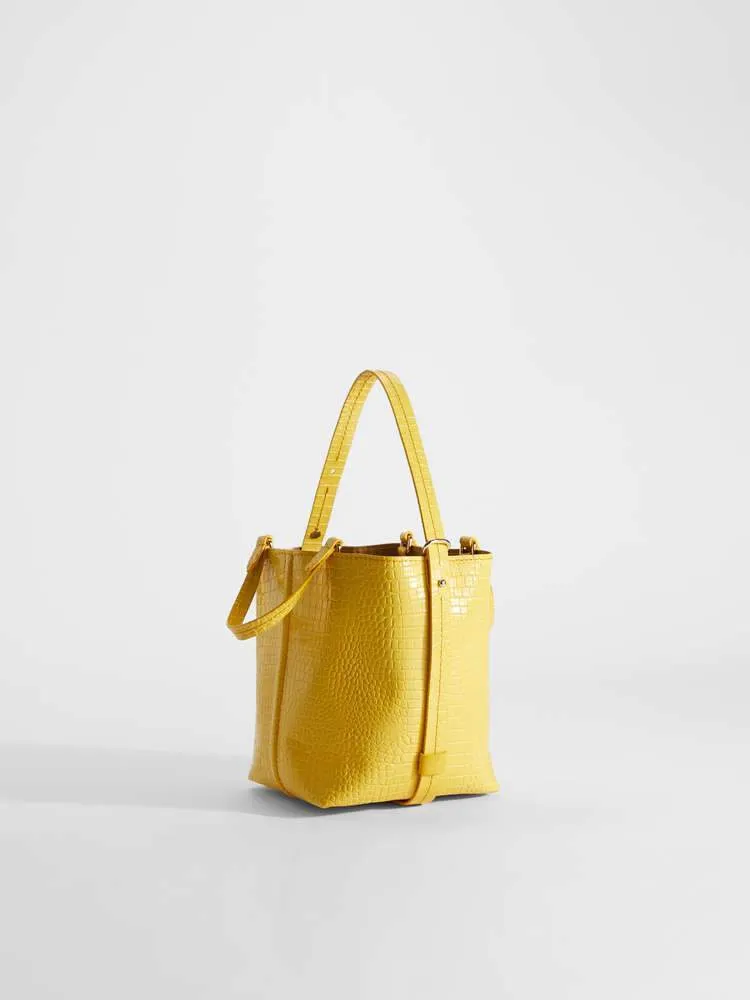 Plages Croc Embossed Leather Tote