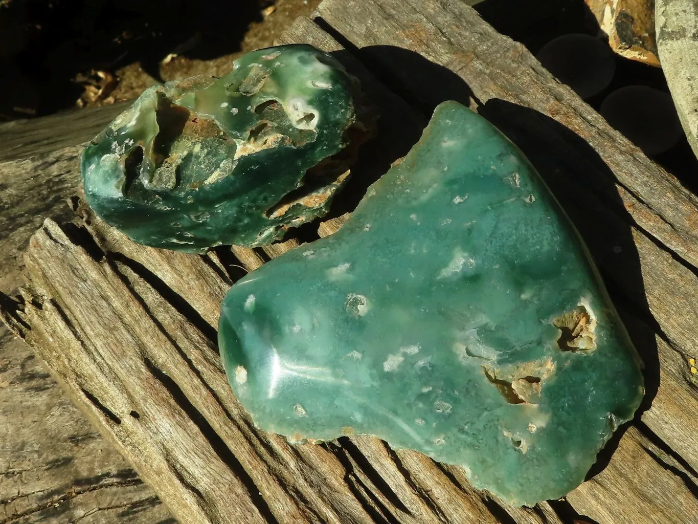 Polished One Side Polished Mtorolite / Emerald Chrysoprase Plates x 2 From Zimbabwe