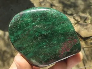 Polished Rare Fluorescent Green Verdite Ruby Corundum Free Forms x 4 From Zimbabwe