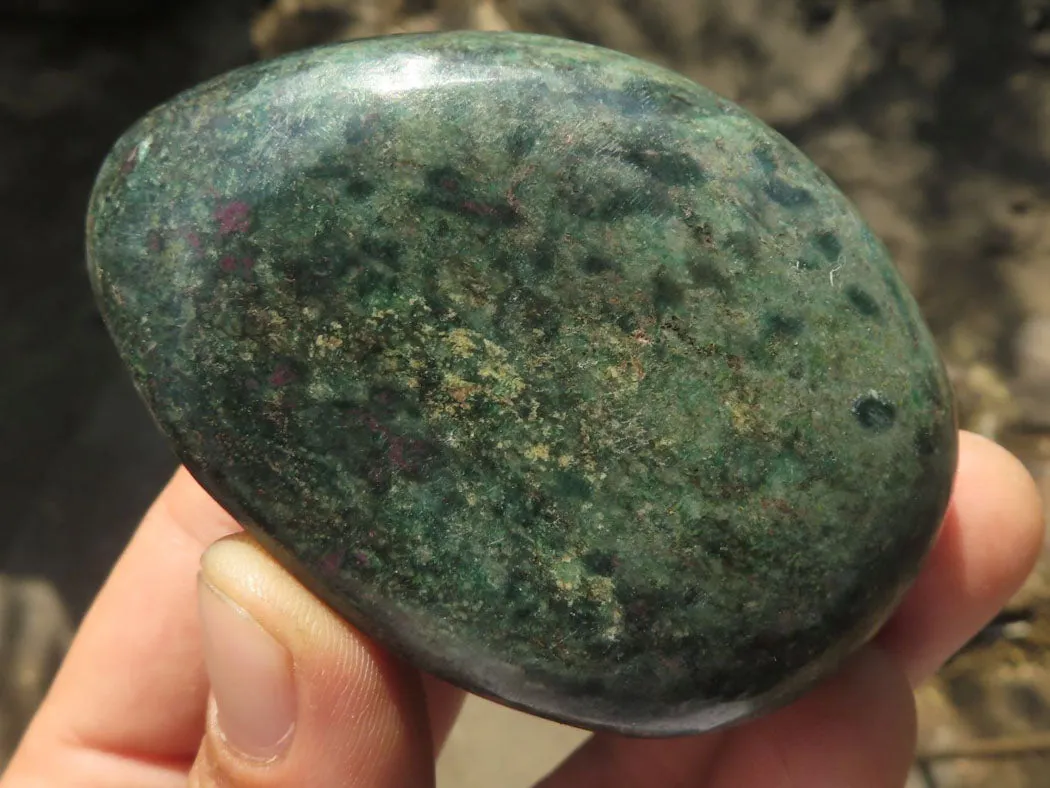 Polished Rare Fluorescent Green Verdite Ruby Corundum Free Forms x 4 From Zimbabwe