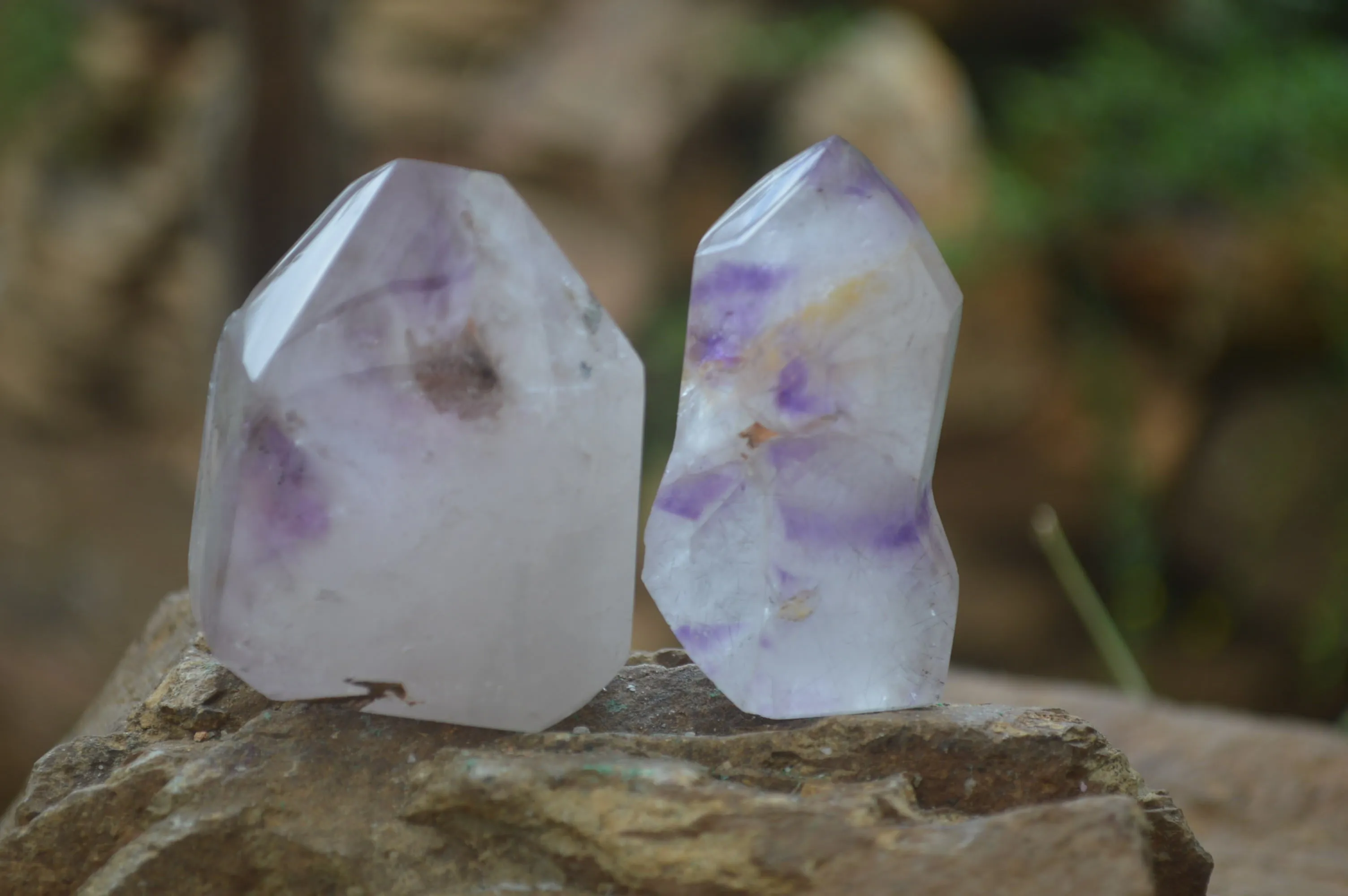 Polished Smokey Amethyst Window Quartz Points x 12 From Akansobe, Madagascar