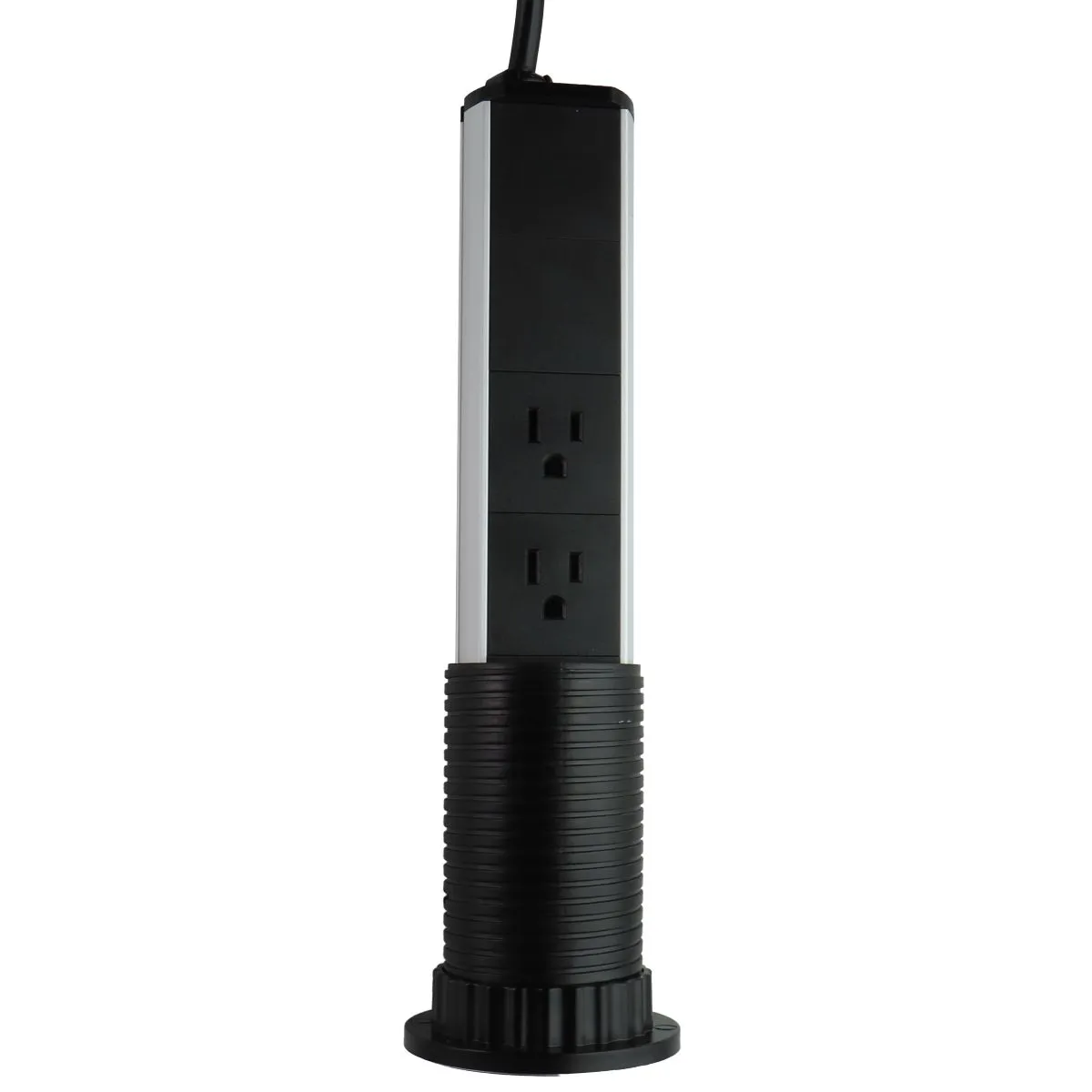Pop Up Outlet Socket Recessed Retractable Power Strip Station - Black/Silver