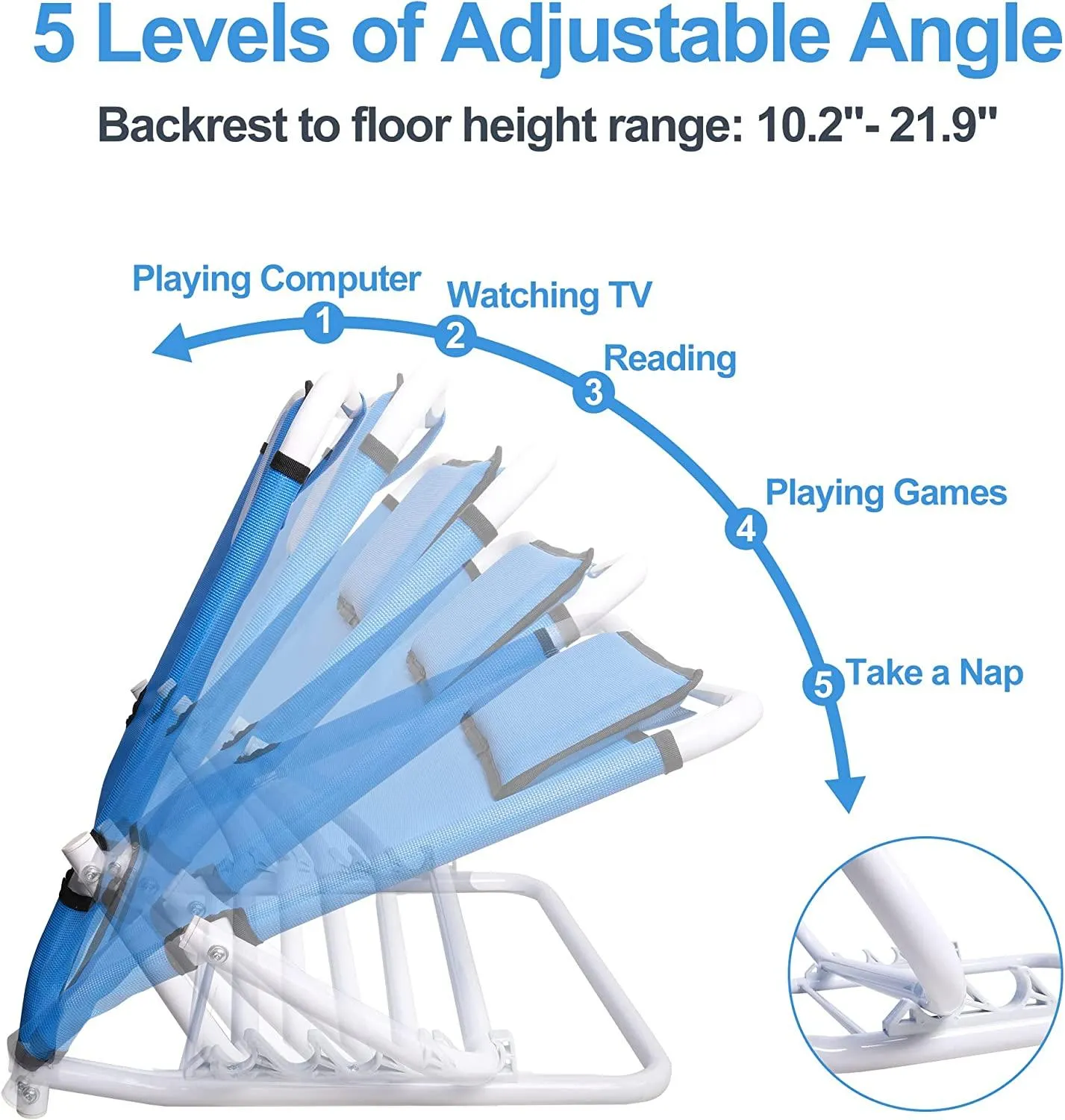 Portable Folding Lifting Bed Backrest with Head Pillow, Reading Bed Rest Pillows, Adjustable Sit-Up Back Rest