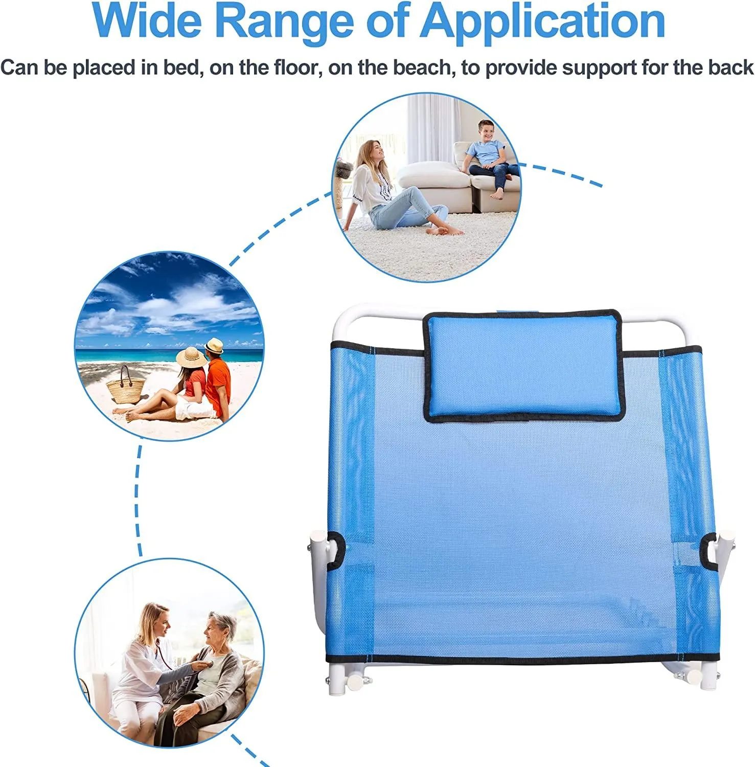 Portable Folding Lifting Bed Backrest with Head Pillow, Reading Bed Rest Pillows, Adjustable Sit-Up Back Rest