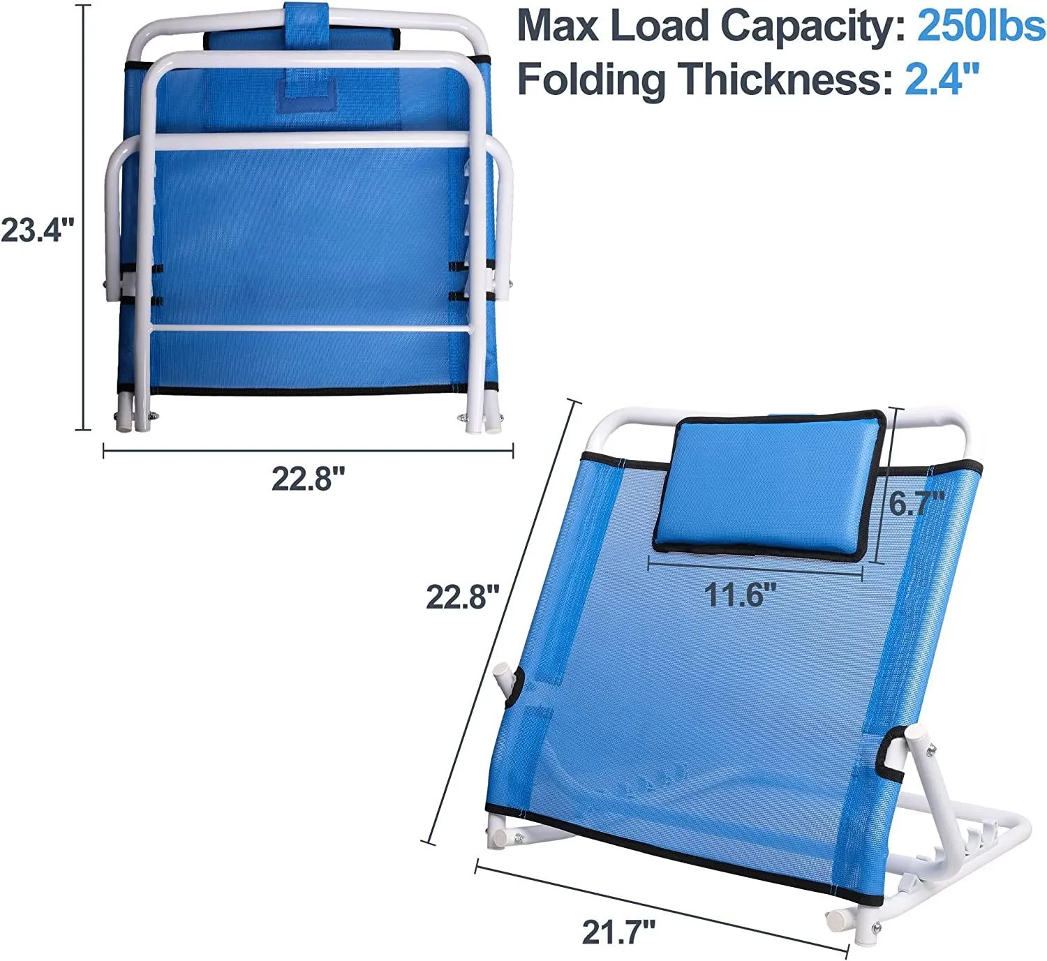 Portable Folding Lifting Bed Backrest with Head Pillow, Reading Bed Rest Pillows, Adjustable Sit-Up Back Rest