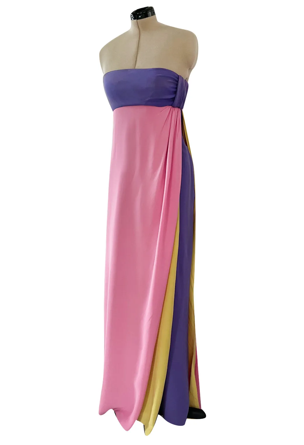 Prettiest Spring 2008 Valentino Runway Strapless Dress in Pink Yellow & Purple