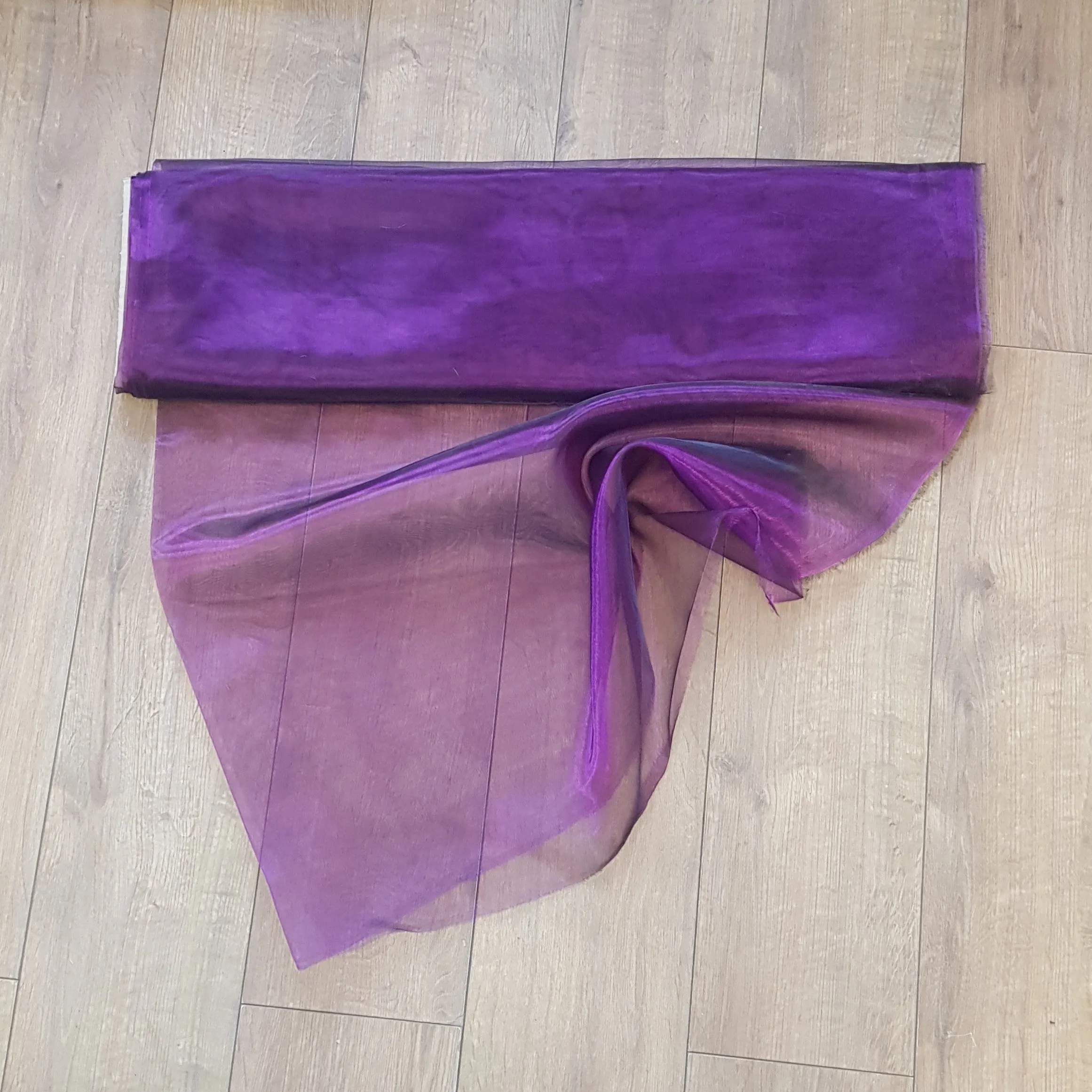 Purple Iridescdent Metallic Polyester Organza Fabric