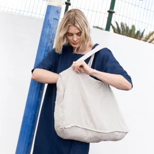 R: Linen Tote Bag (Color: Mid Sand Gingham)