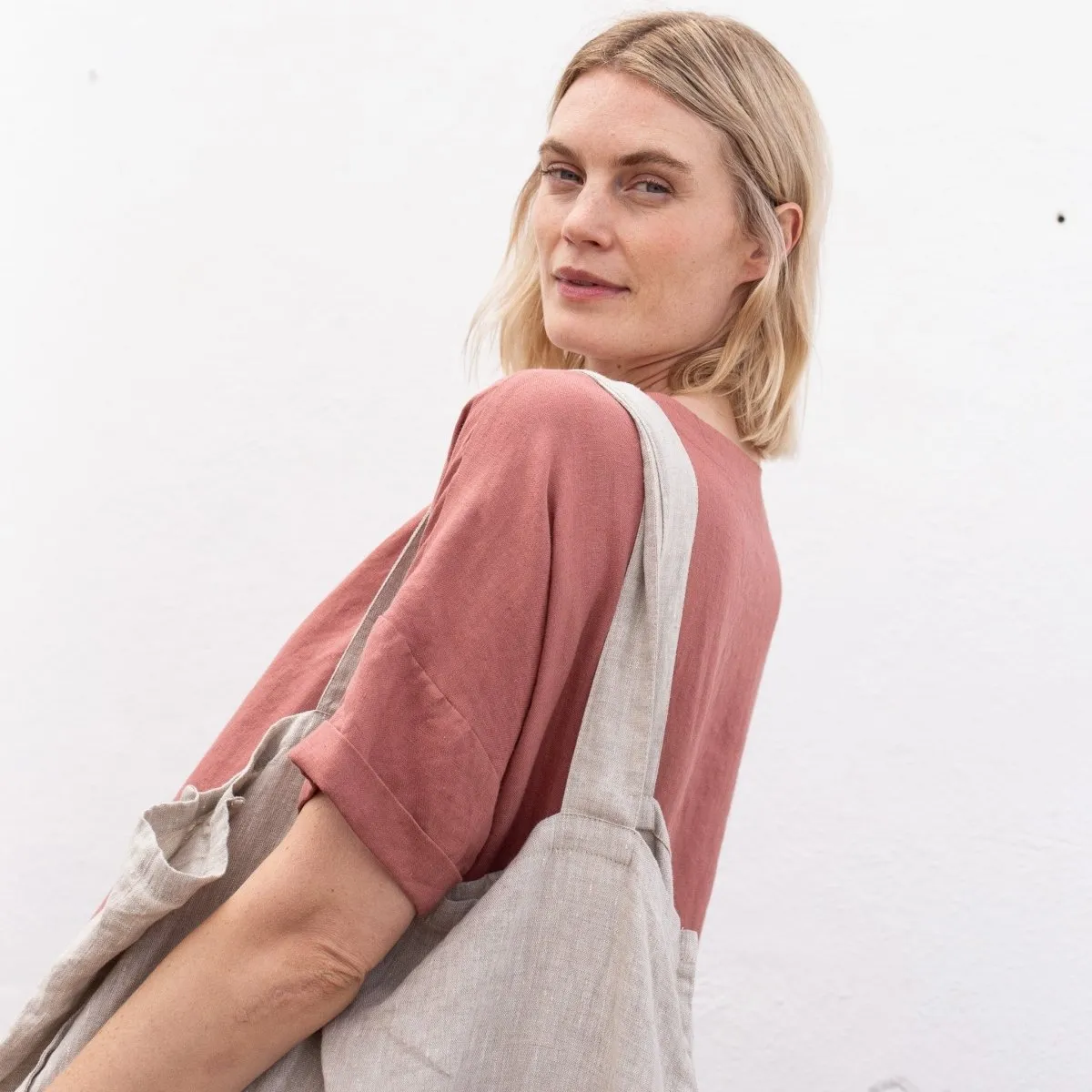 R: Linen Tote Bag (Color: Mid Sand Gingham)