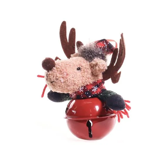 Reindeer Christmas Tree Ornament with Metal bell Red