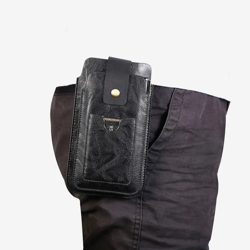 Retro Men EDC Genuine Leather Phone Bag