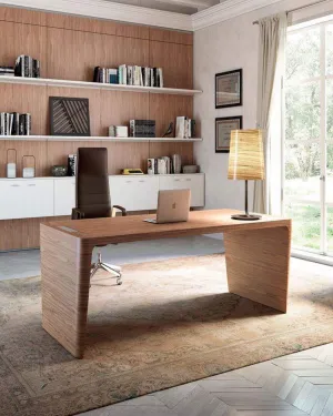 Riana Brown Leather Office Desk