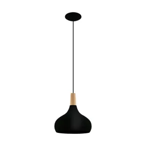 Sabinar Medium Black and Natural Timber Pendant