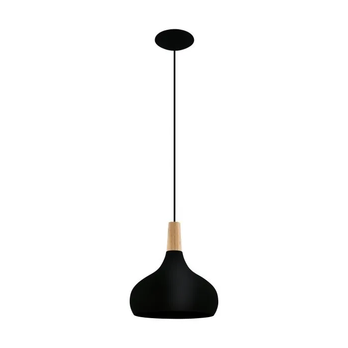 Sabinar Medium Black and Natural Timber Pendant