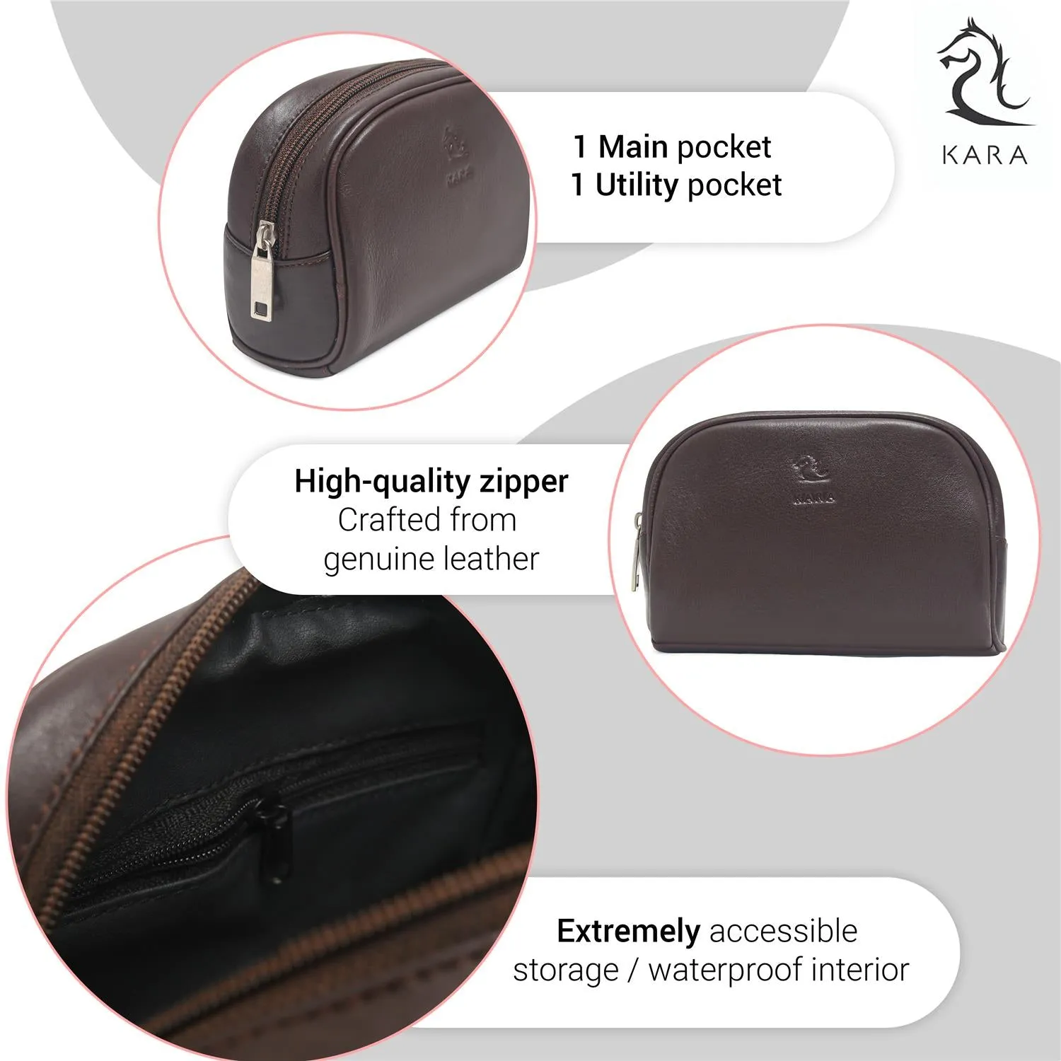 Sasha Tan Leather Wash Bag for Women