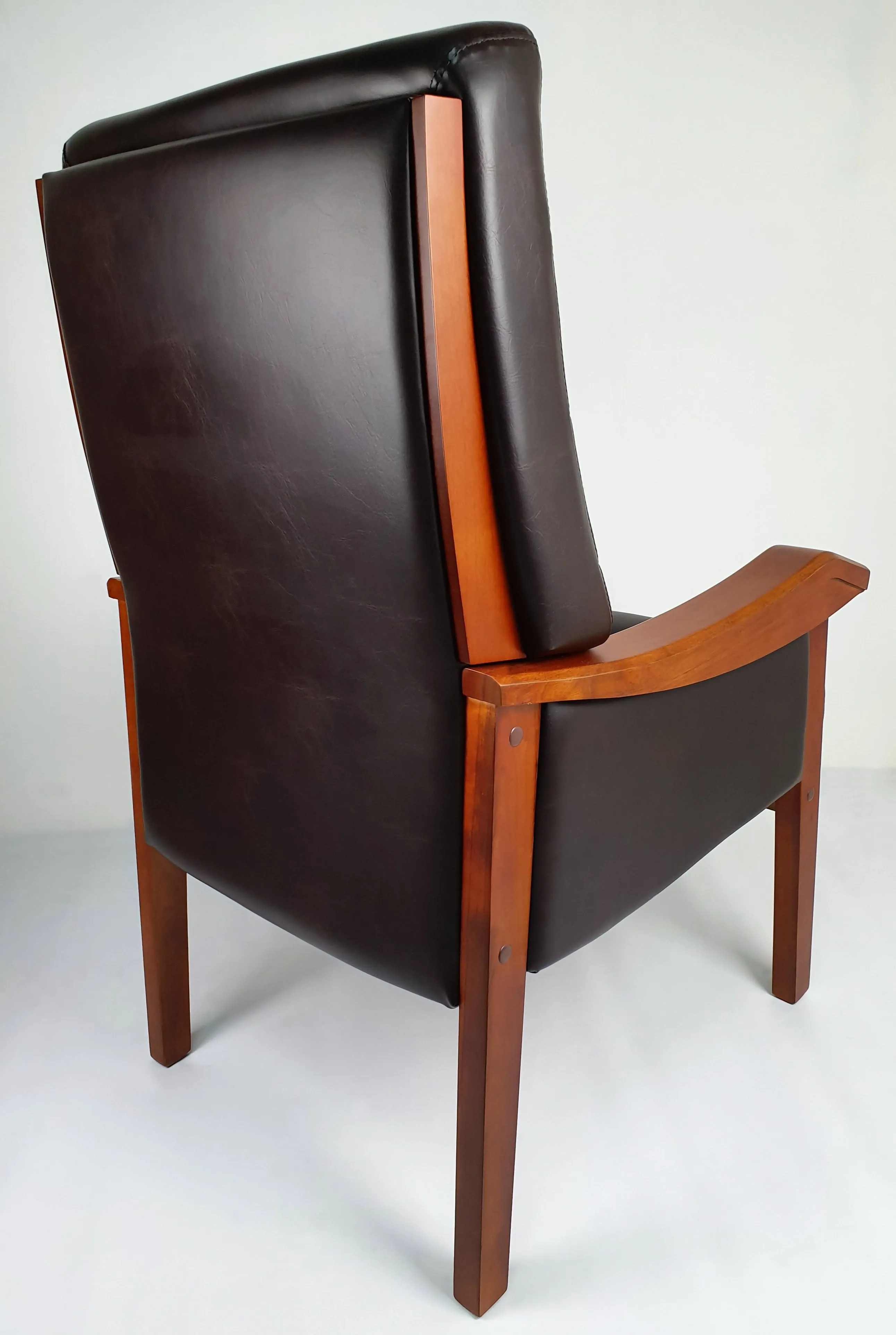 Senato CHA-FK8C Visitor Chair Brown Leather with Teak Frame