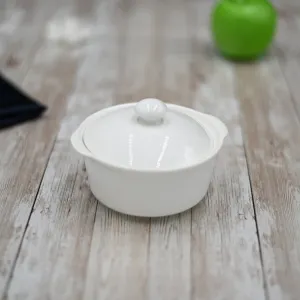 Set Of 3 White Soup Cup With Lid 4.5" inch | 9 Fl Oz