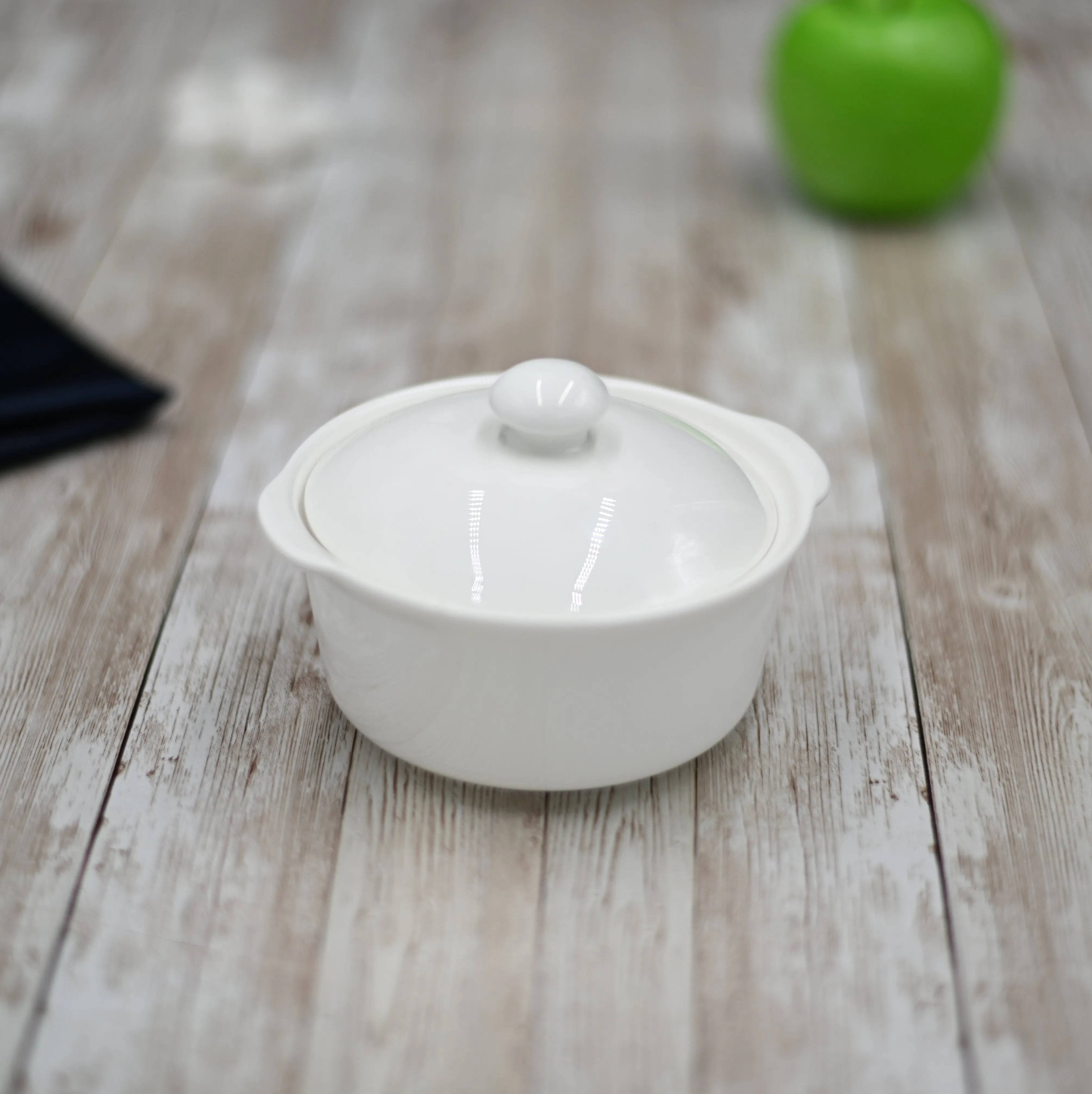 Set Of 3 White Soup Cup With Lid 4.5" inch | 9 Fl Oz