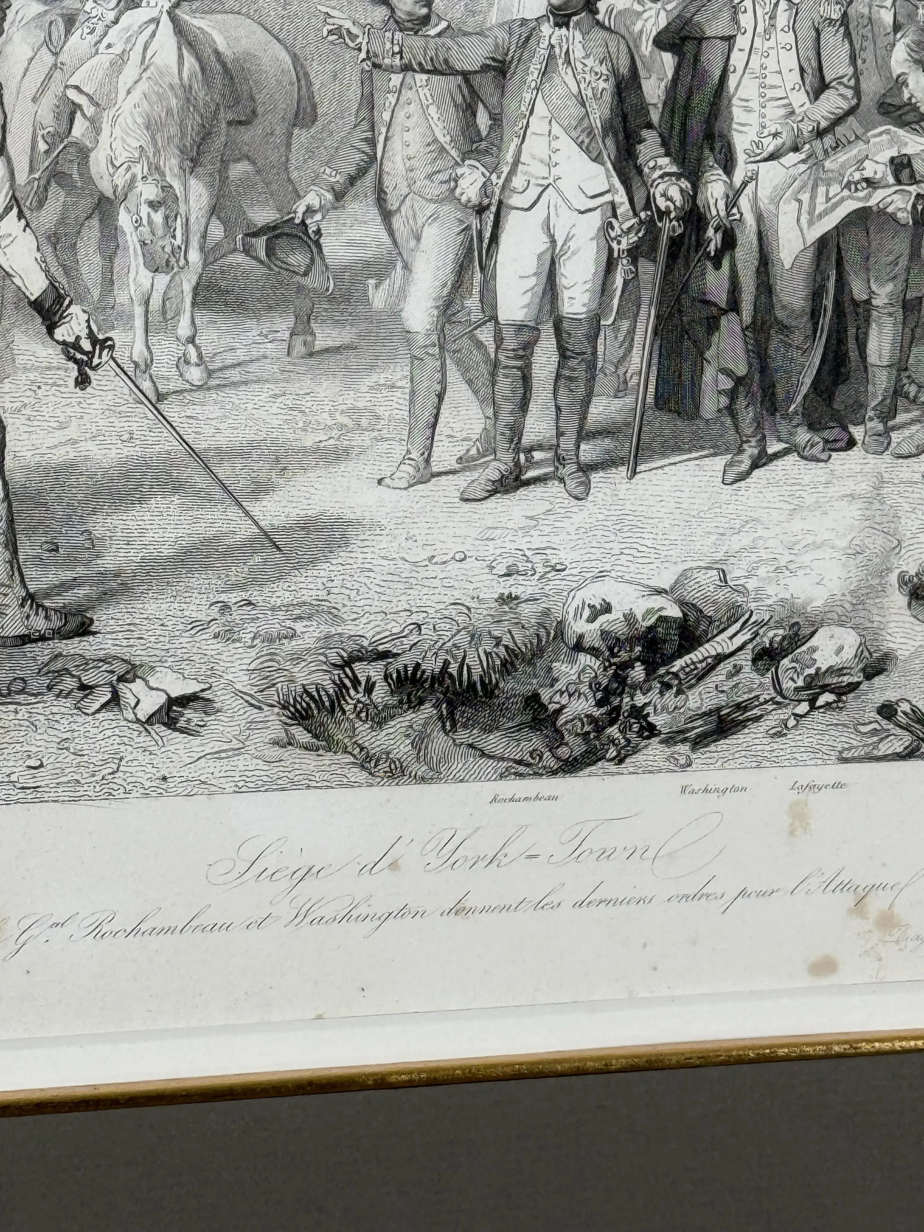 Siege of Yorktown - Surrender of Cornwallis  — Steel engraving from France — Framed 1860 print