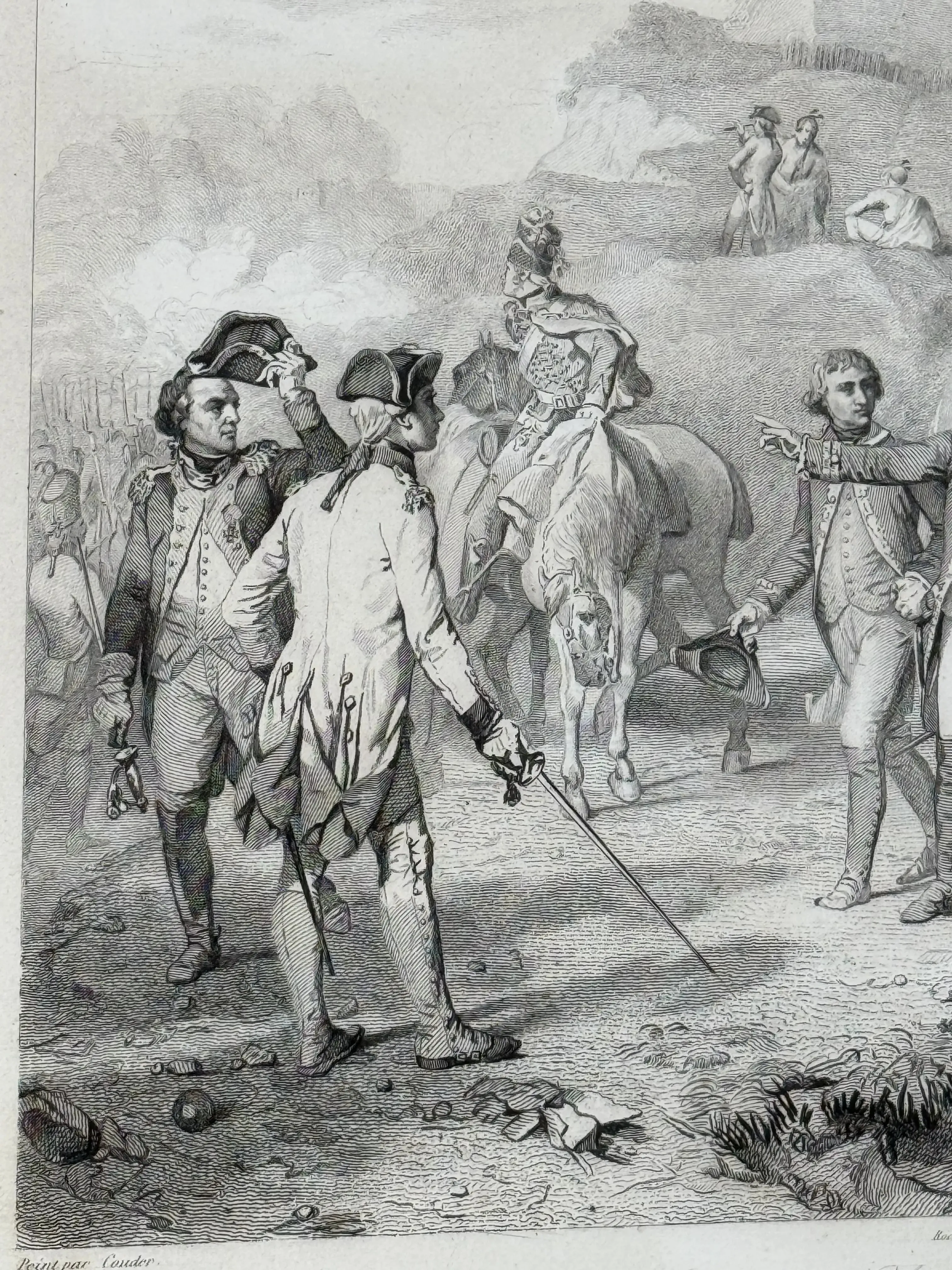 Siege of Yorktown - Surrender of Cornwallis  — Steel engraving from France — Framed 1860 print
