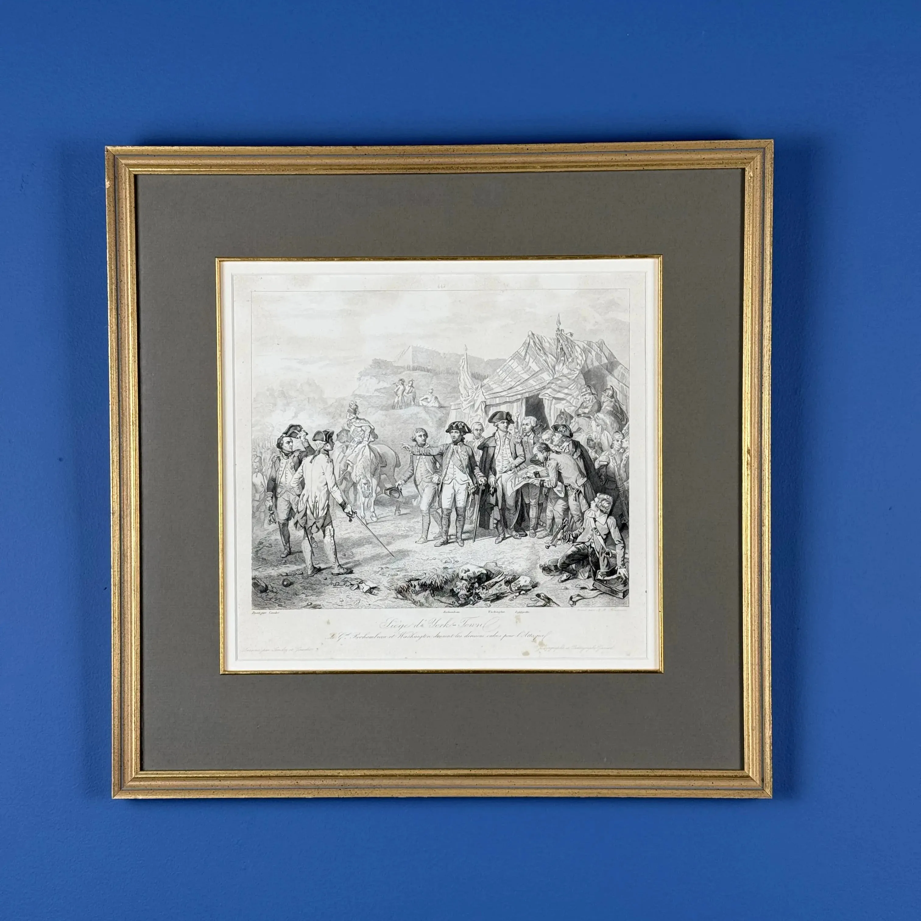 Siege of Yorktown - Surrender of Cornwallis  — Steel engraving from France — Framed 1860 print