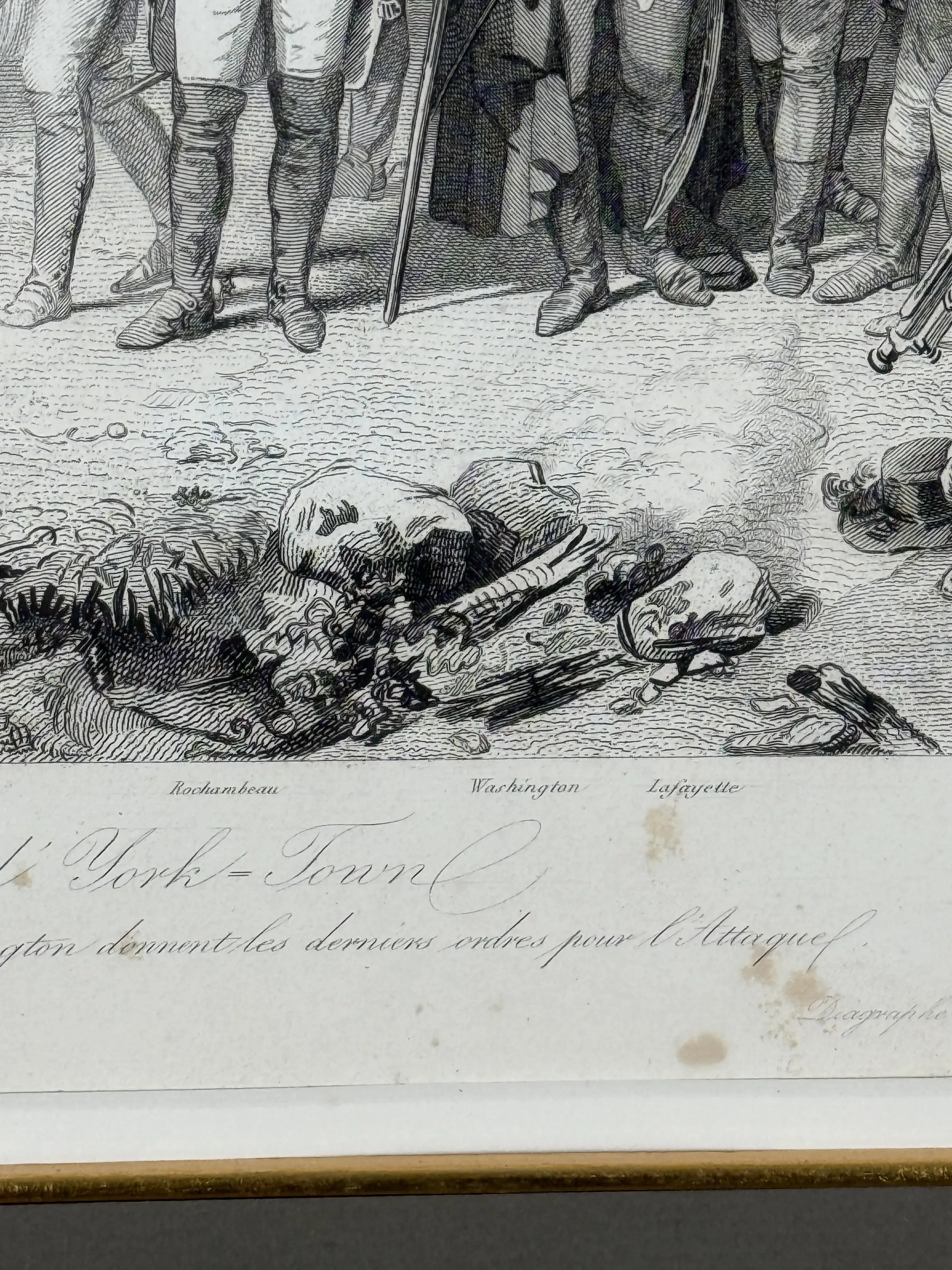 Siege of Yorktown - Surrender of Cornwallis  — Steel engraving from France — Framed 1860 print