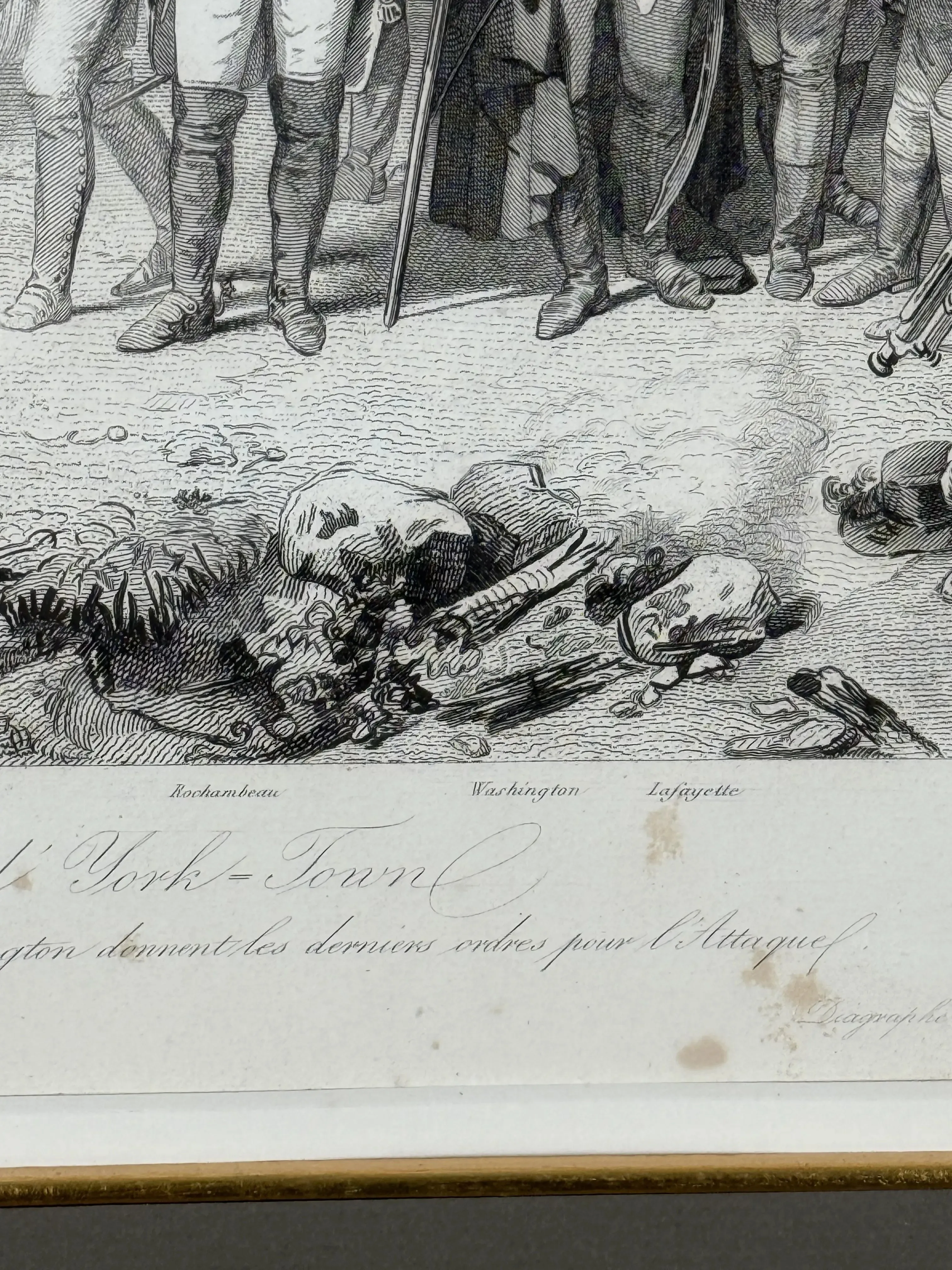 Siege of Yorktown - Surrender of Cornwallis  — Steel engraving from France — Framed 1860 print