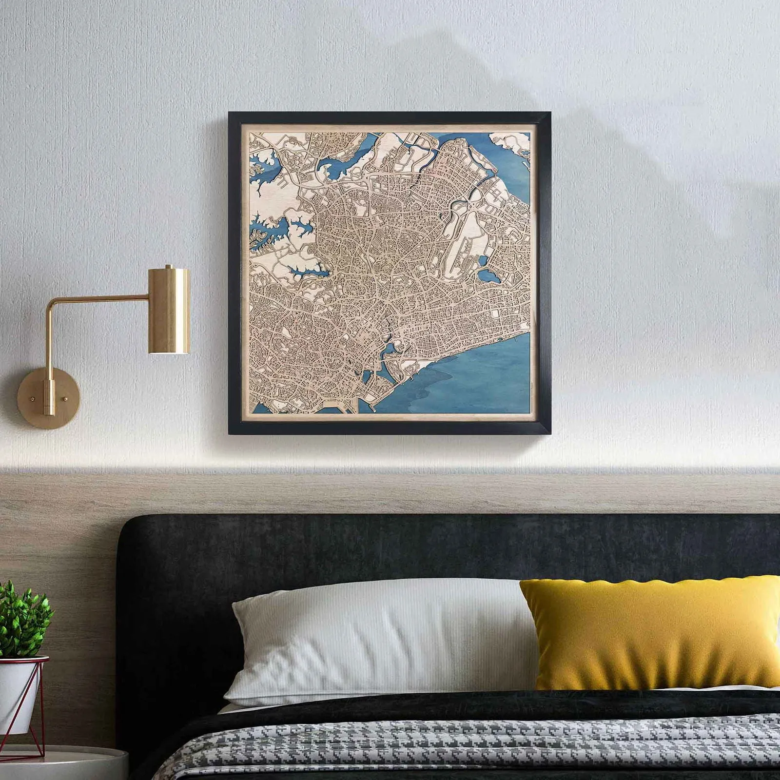 Singapore Wooden Map