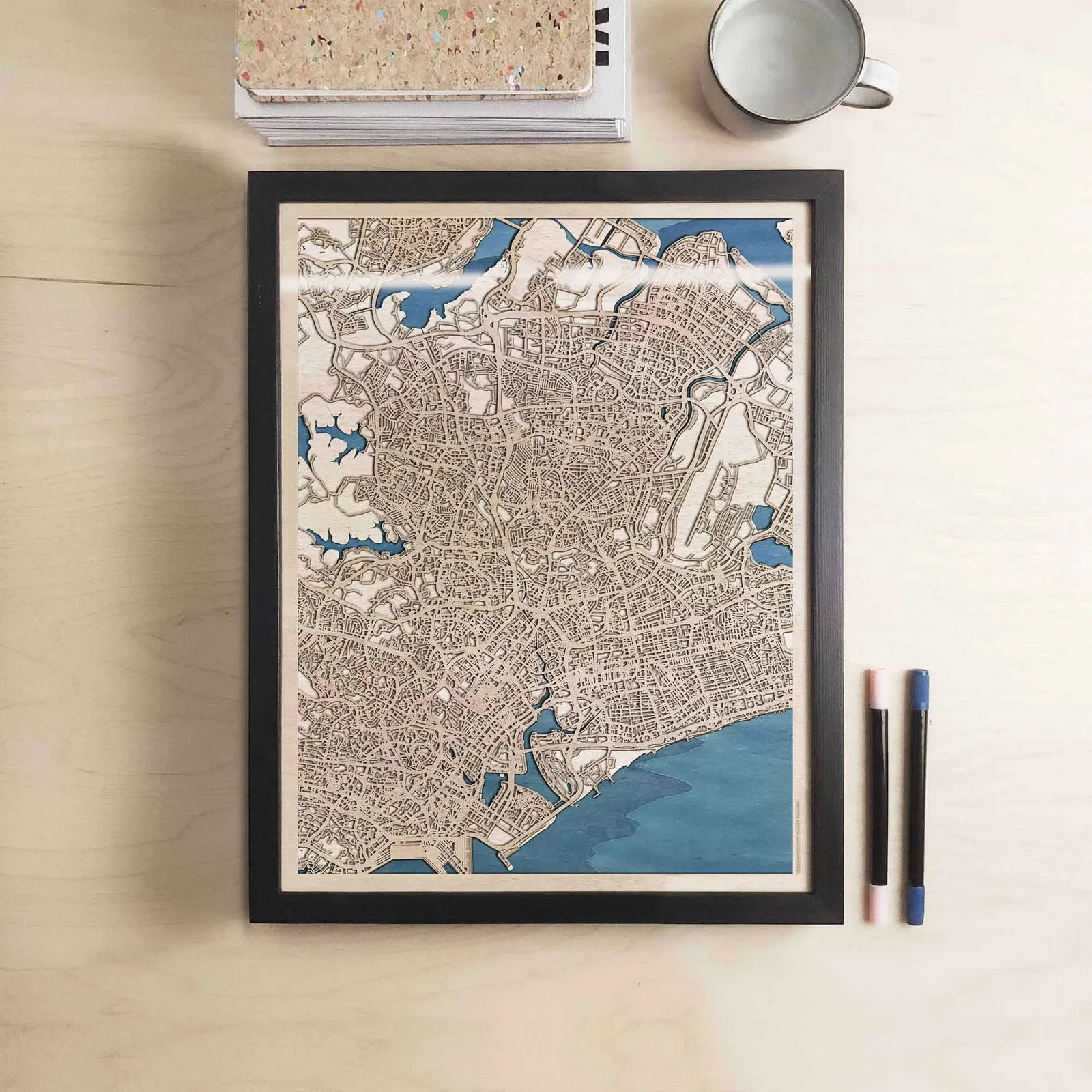 Singapore Wooden Map