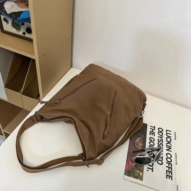 Single-shoulder and double-shoulder dual-purpose canvas bag