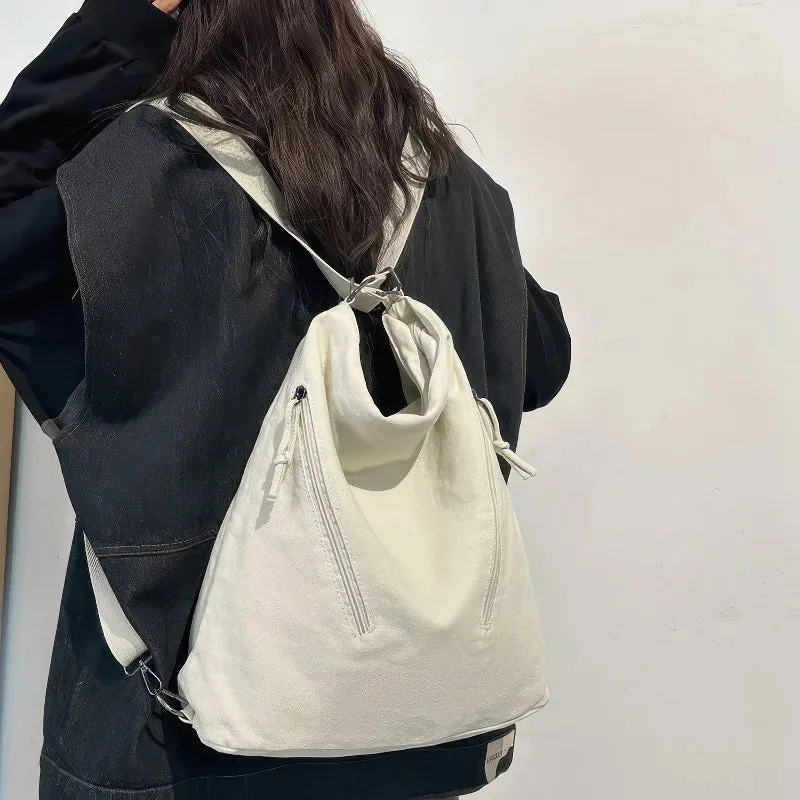 Single-shoulder and double-shoulder dual-purpose canvas bag
