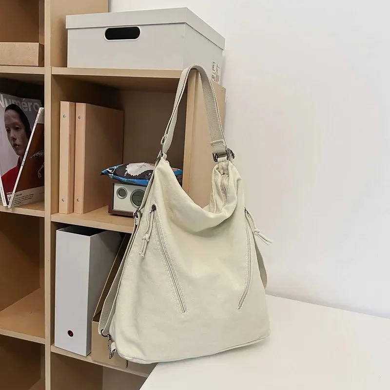 Single-shoulder and double-shoulder dual-purpose canvas bag
