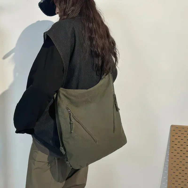Single-shoulder and double-shoulder dual-purpose canvas bag