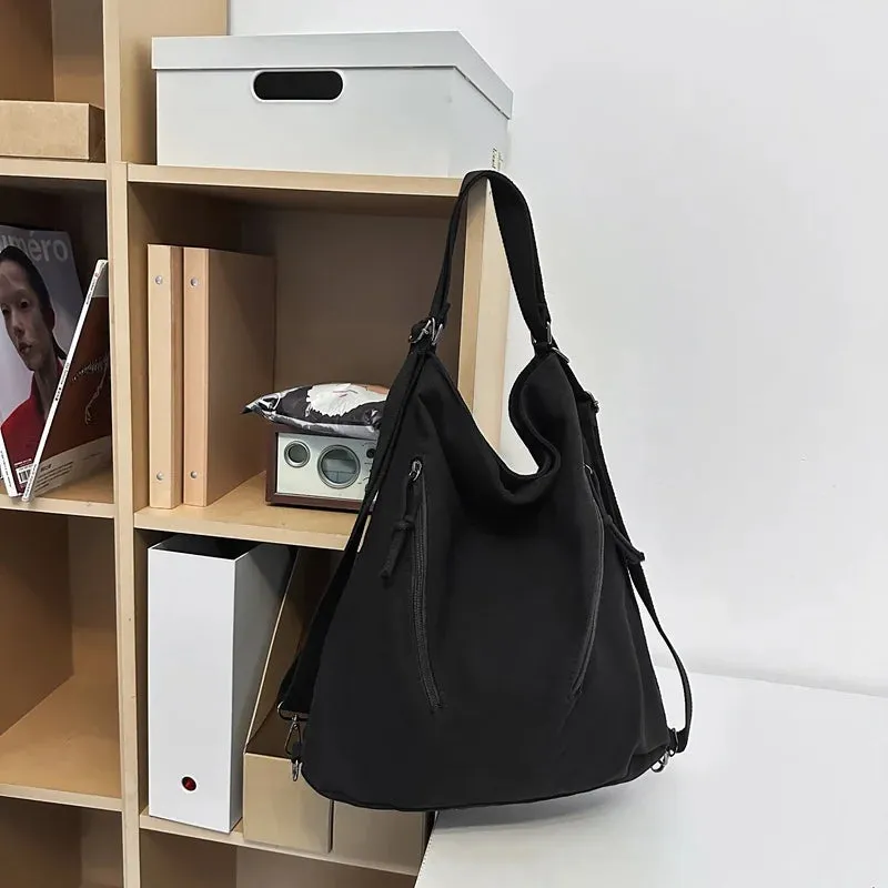Single-shoulder and double-shoulder dual-purpose canvas bag